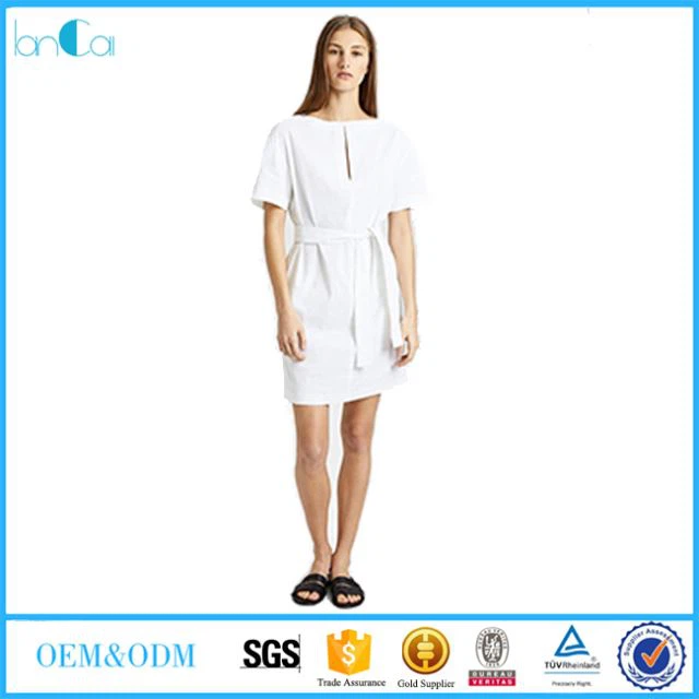 White Linen Dress With Sleeves